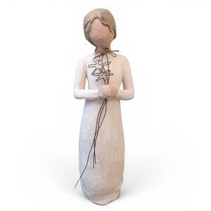 Vintage Willow Tree "Grateful" Sculpted Figurine Woman Holding Wire Flowers